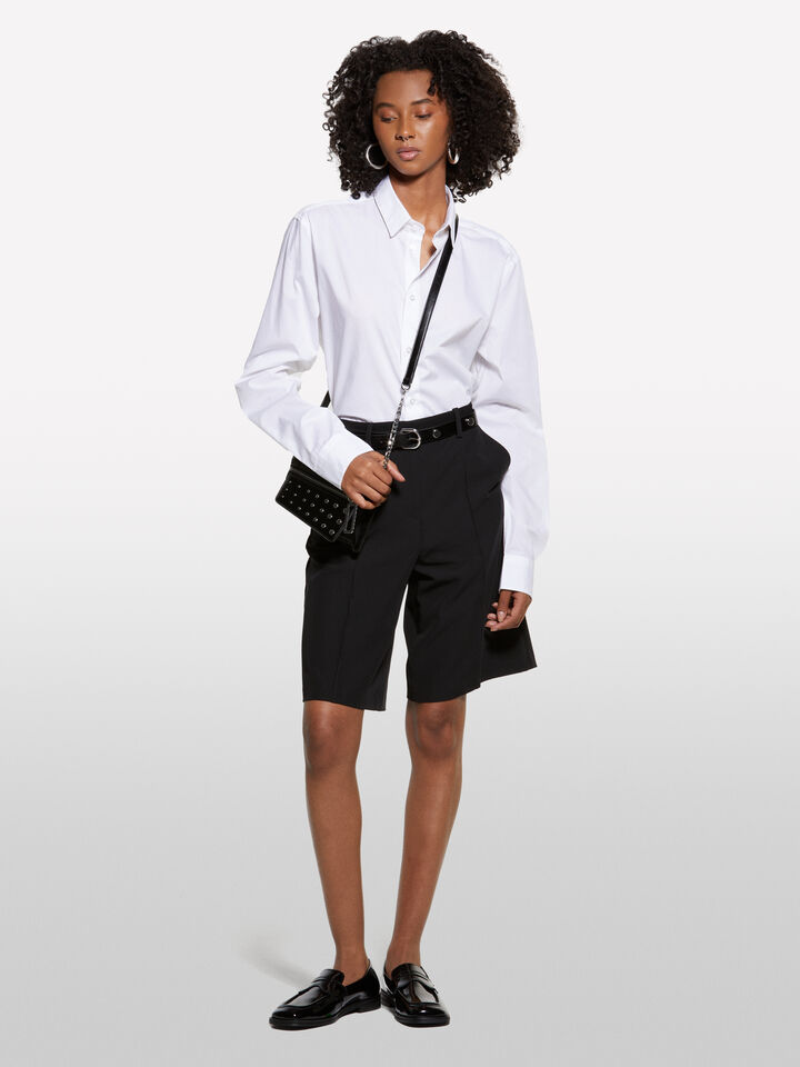 Black relaxed fit bermudas - women's shorts - Black | Sisley image number 1